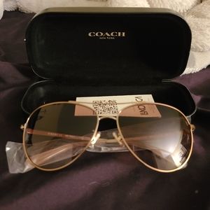 Coach Rose Gold Aviator Sunglasses